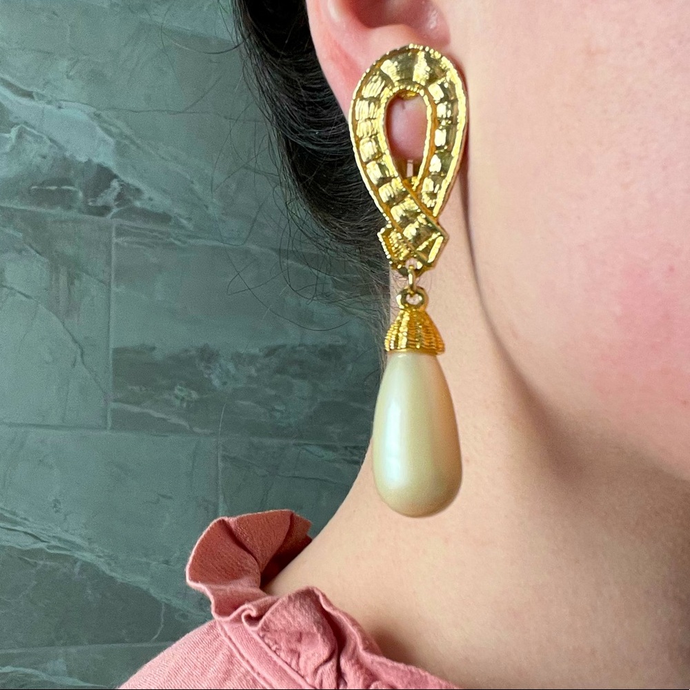 Vintage Pearl Drop Statement Earrings